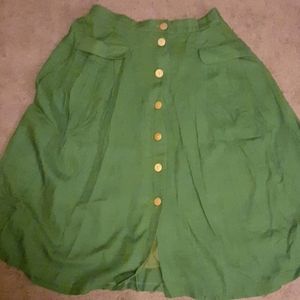 Green button skirt